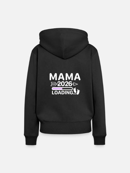 Mama 2026 - Ladebalken Schwangerschaftsankündigung - Frauen Premium Bio Hoodie - Schwarz
