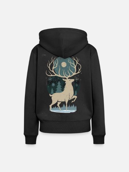 Rentiere und Stars Design Merch. - Frauen Premium Bio Hoodie - Schwarz