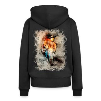 Serie "NATURE RESERVE" - Europäischer Bienenfresser - Frauen Premium Bio Hoodie - Schwarz - Hinten - Julia (174cm)