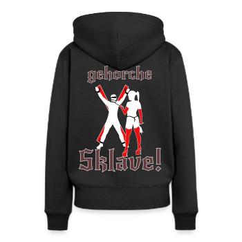 Domina Sklave - Frauen Premium Bio Hoodie - Schwarz - Hinten - Julia (174cm)