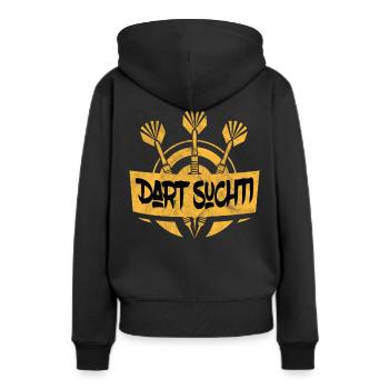 Dartspieler Dartpfeile - Frauen Premium Bio Hoodie - Schwarz - Hinten - Julia (174cm)