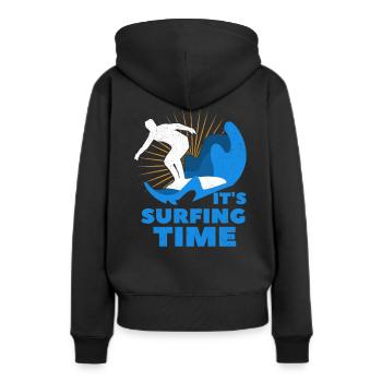 Surfen Wellenreiten - Frauen Premium Bio Hoodie - Schwarz - Hinten - Julia (174cm)