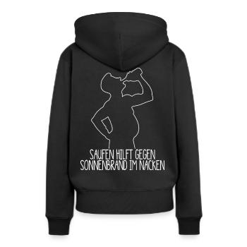 Saufen hilft gegen Sonnenbrand im Nacken - Frauen Premium Bio Hoodie - Schwarz - Hinten - Julia (174cm)