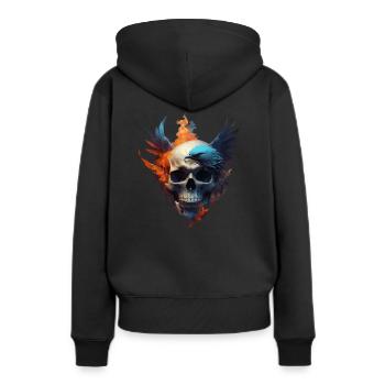 Phönix Schädel - Frauen Premium Bio Hoodie - Schwarz - Hinten - Julia (174cm)