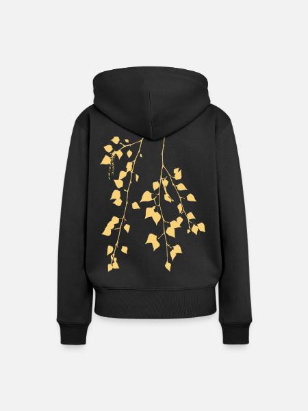 Birkenzweig - Natur - Nachhaltig - Waldbaum - Dame Premium hoodie, økologisk bomuld - sort