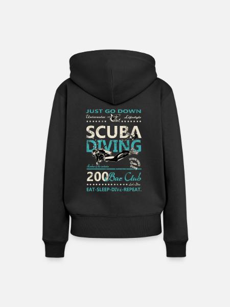 Diving vintage retro shark 200 bar club - Women’s Premium Organic Hoodie - black