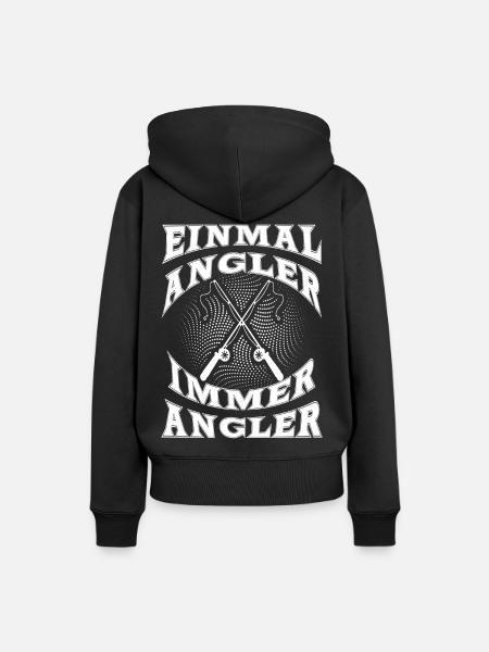 Einmal Angler immer Angler - Frauen Premium Bio Hoodie - Schwarz