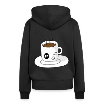 Tasse de café sucré avec la langue tendue - Sweat à capuche Premium bio Femme - noir - Dos - Julia (174cm)
