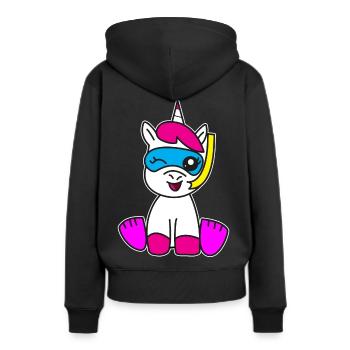 Einhorn am Badespass Schnorcheln Kinder Geschenk - Frauen Premium Bio Hoodie - Schwarz - Hinten - Julia (174cm)