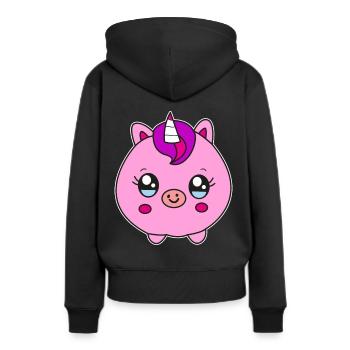 Kleines rundes Einhorn Schwein Kinder Geschenk - Frauen Premium Bio Hoodie - Schwarz - Hinten - Julia (174cm)