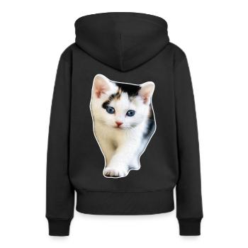 Katze Kätzchen süße Mietzekatze Geschenkidee - Frauen Premium Bio Hoodie - Schwarz - Hinten - Julia (174cm)