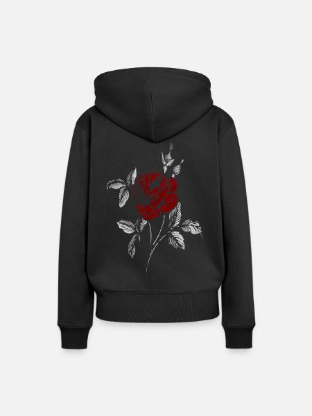Rose im alten Style Geschenk Blume - Frauen Premium Bio Hoodie - Schwarz