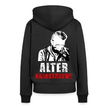 Alter Katastrophe - Frauen Premium Bio Hoodie - Schwarz - Hinten - Julia (174cm)