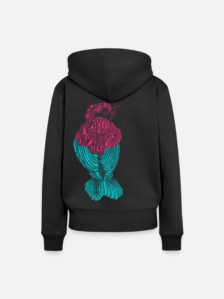Bunter Vogel - Frauen Premium Bio Hoodie - Schwarz