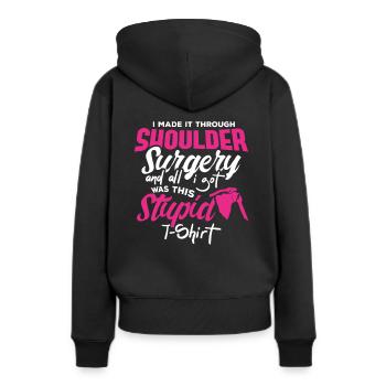 Schulter Operation Künstliche Schulter Geschenk - Frauen Premium Bio Hoodie - Schwarz - Hinten - Julia (174cm)