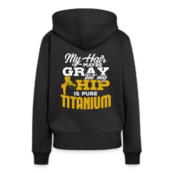 Hüfte Operation Künstliche Hüfte Gelenk Geschenk - Frauen Premium Bio Hoodie - Schwarz - Hinten - Julia (174cm)