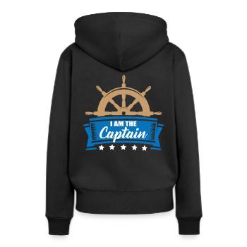 Seefahrer / Seemann - Ich bin der Kapitän! - Frauen Premium Bio Hoodie - Schwarz - Hinten - Julia (174cm)
