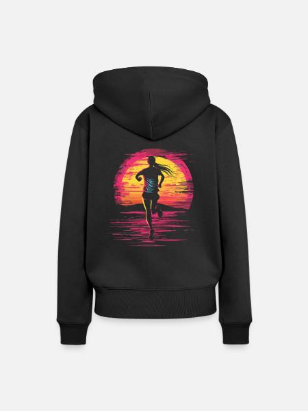 Läufermädchen Retrowave - Frauen Premium Bio Hoodie - Schwarz