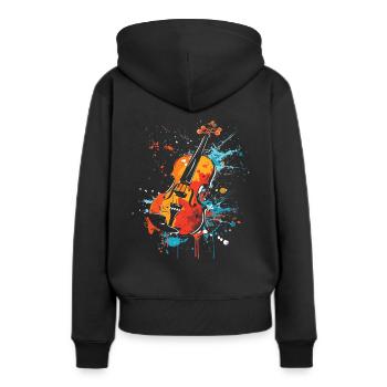 Geige Streetart - Frauen Premium Bio Hoodie - Schwarz - Hinten - Julia (174cm)