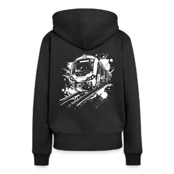 Chemin de fer - Sweat à capuche Premium bio Femme - noir - Dos - Julia (174cm)