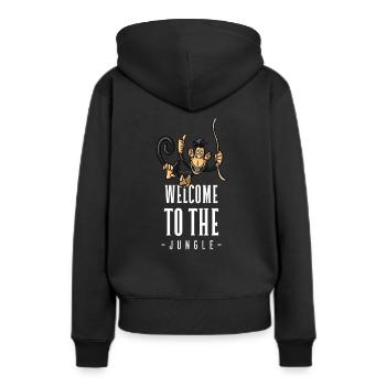 Welcome to the Jungle. Monkey cheeky - Women’s Premium Organic Hoodie - black - Back - Julia (174cm)