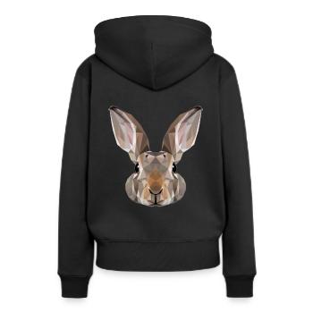 Hase Polygon Karnickel Kaninchen geometrisch - Frauen Premium Bio Hoodie - Schwarz - Hinten - Julia (174cm)