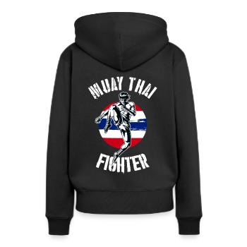 Muay Thai Fighter MMA Boxen Kickboxen Kampfsport - Frauen Premium Bio Hoodie - Schwarz - Hinten - Julia (174cm)
