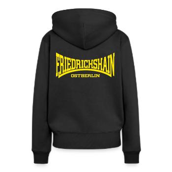 Friedrichshain Ostberlin - Frauen Premium Bio Hoodie - Schwarz - Hinten - Julia (174cm)