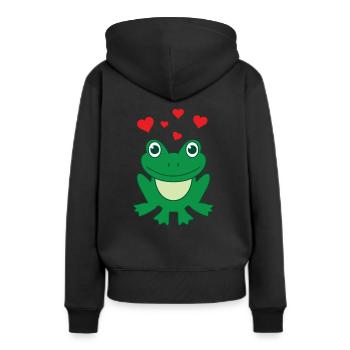 Frosch Mit Herzen Fröschchen Herz Frösche Geschenk - Frauen Premium Bio Hoodie - Schwarz - Hinten - Julia (174cm)