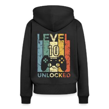 10th birthday level 10 unlocked gift - Women’s Premium Organic Hoodie - black - Back - Julia (174cm)