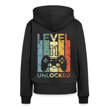 11.Anniversaire Jeune Gamer Fille De Niveau Onze Cadeau - Sweat à capuche Premium bio Femme - noir - Dos - Julia (174cm)