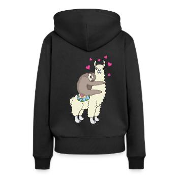 Alpaga Lama paresse amour coeur amis cadeau - Sweat à capuche Premium bio Femme - noir - Dos - Julia (174cm)