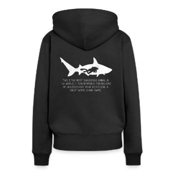 Ozean Fisch Tier Schütze Meer Hai Tauchen Geschenk - Frauen Premium Bio Hoodie - Schwarz - Hinten - Julia (174cm)