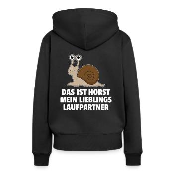 Joggen Laufen Marathon Renn Schnecke Fun Geschenk - Frauen Premium Bio Hoodie - Schwarz - Hinten - Julia (174cm)