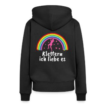 Bouldern Klettern Bergsteigen Felsen Frau Geschenk - Frauen Premium Bio Hoodie - Schwarz - Hinten - Julia (174cm)