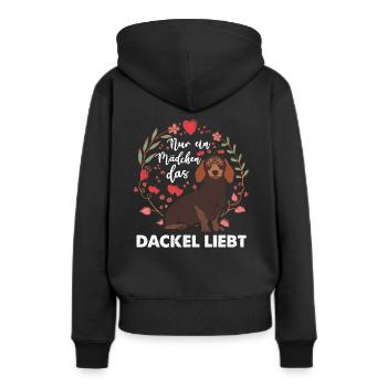 Dackel Mädchen Liebt Dachshund Hund Jagd Geschenk - Frauen Premium Bio Hoodie - Schwarz - Hinten - Julia (174cm)