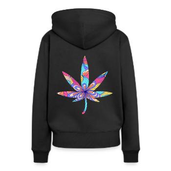 Fumer de l’herbe Cannabis 420 Feuille de cannabis - Sweat à capuche Premium bio Femme - noir - Dos - Julia (174cm)