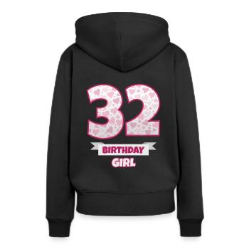 32. Geburtstag Geschenk - Frauen Premium Bio Hoodie - Schwarz - Hinten - Julia (174cm)