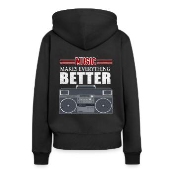 Boombox Hip Hop - Frauen Premium Bio Hoodie - Schwarz - Hinten - Julia (174cm)