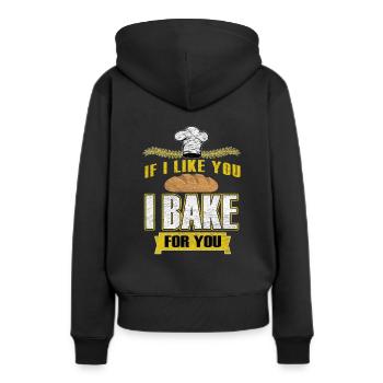 Backwaren Bäcker - Frauen Premium Bio Hoodie - Schwarz - Hinten - Julia (174cm)