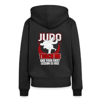Judo - Frauen Premium Bio Hoodie - Schwarz - Hinten - Julia (174cm)