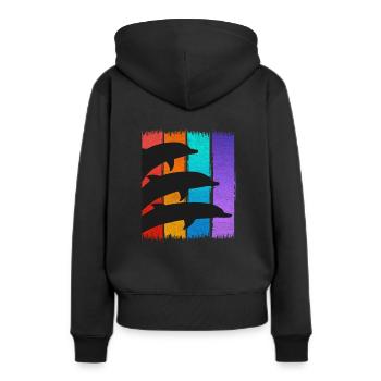 Delfin Delfine - Frauen Premium Bio Hoodie - Schwarz - Hinten - Julia (174cm)