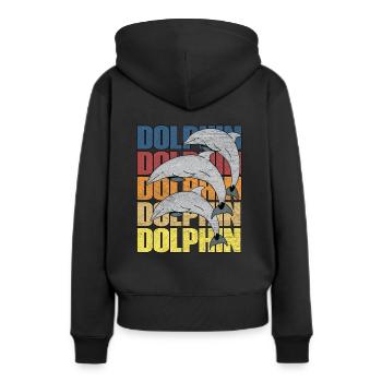 Delfine Delfin - Frauen Premium Bio Hoodie - Schwarz - Hinten - Julia (174cm)