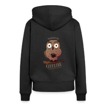 Eule Uhu Kaffee Koffein - Frauen Premium Bio Hoodie - Schwarz - Hinten - Julia (174cm)