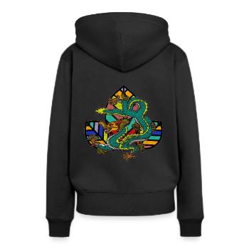 Fabelwesen Maerchen Drache Asien Japan Mythologie - Frauen Premium Bio Hoodie - Schwarz - Hinten - Julia (174cm)