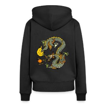 Mythologie Drache Maerchen Fabelwesen Asien Dragon - Frauen Premium Bio Hoodie - Schwarz - Hinten - Julia (174cm)