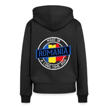 Roumanie - Sweat à capuche Premium bio Femme - noir - Dos - Julia (174cm)