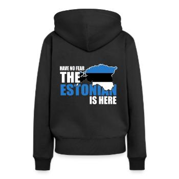 Estonie - Sweat à capuche Premium bio Femme - noir - Dos - Julia (174cm)