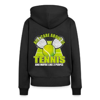 Tennisplatz Tennisball Tennisschläger - Frauen Premium Bio Hoodie - Schwarz - Hinten - Julia (174cm)