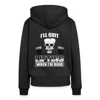 Kraftsport Fitness Lift - Frauen Premium Bio Hoodie - Schwarz - Hinten - Julia (174cm)
